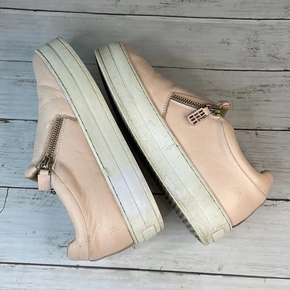 Blush Pink Leather Skechers Street Uplift-Double Zipper Platform SlipOn